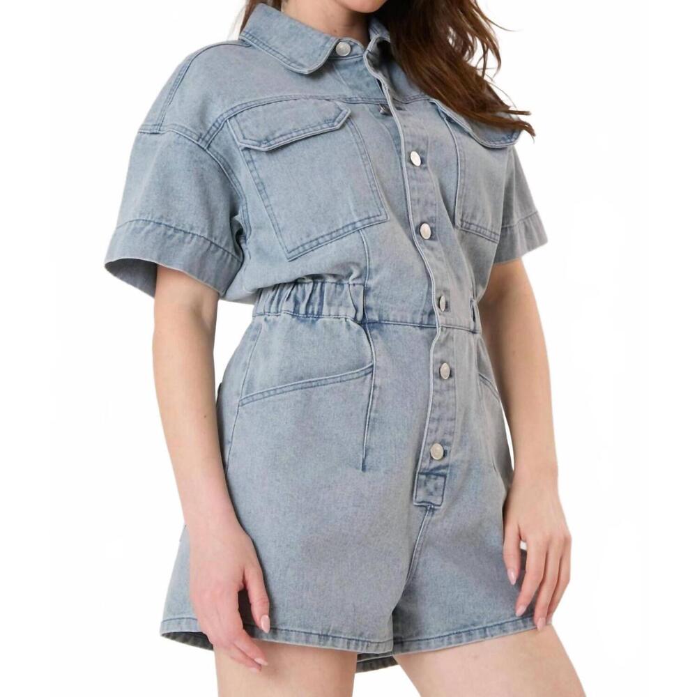 NEW FANTASTIC FAWN licensed rolling stones denim romper in light blue